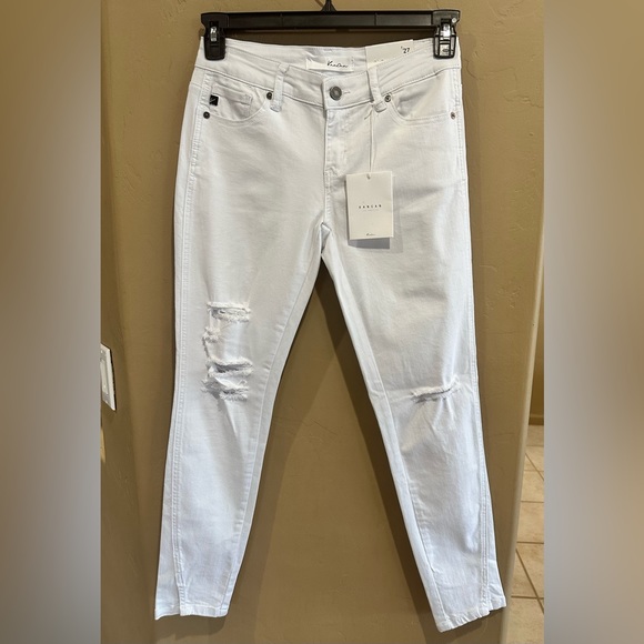 NEW Kancan White Distressed Twisted Seam Ankle Skinny Denim Jeans NWT Size 7/27 - Picture 9 of 16